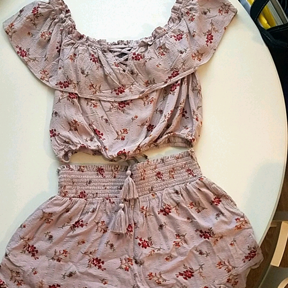 Forever 21 Crop Top/Shorts Two Piece Set